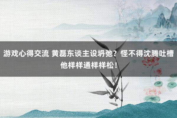 游戏心得交流 黄磊东谈主设坍弛？怪不得沈腾吐槽他样样通样样松！