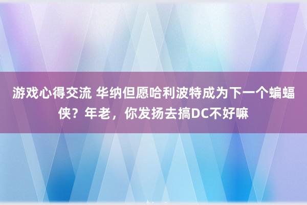 游戏心得交流 华纳但愿哈利波特成为下一个蝙蝠侠？年老，你发扬去搞DC不好嘛