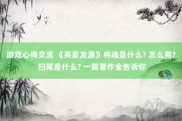 游戏心得交流 《英豪发源》将魂是什么? 怎么用? 扫尾是什么? 一篇著作全告诉你