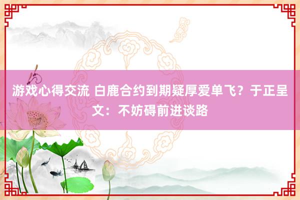 游戏心得交流 白鹿合约到期疑厚爱单飞？于正呈文：不妨碍前进谈路