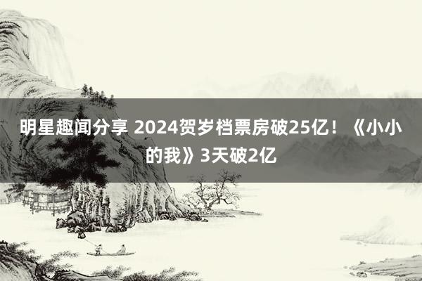 明星趣闻分享 2024贺岁档票房破25亿！《小小的我》3天破2亿