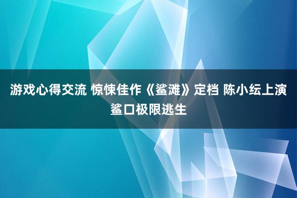 游戏心得交流 惊悚佳作《鲨滩》定档 陈小纭上演鲨口极限逃生