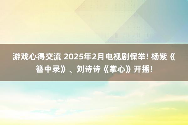 游戏心得交流 2025年2月电视剧保举! 杨紫《簪中录》、刘诗诗《掌心》开播!